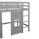 preview thumbnail 7 of 10, Wood Twin Size Loft Bed with Built-in Storage Wardrobe and Two Windows, Gray