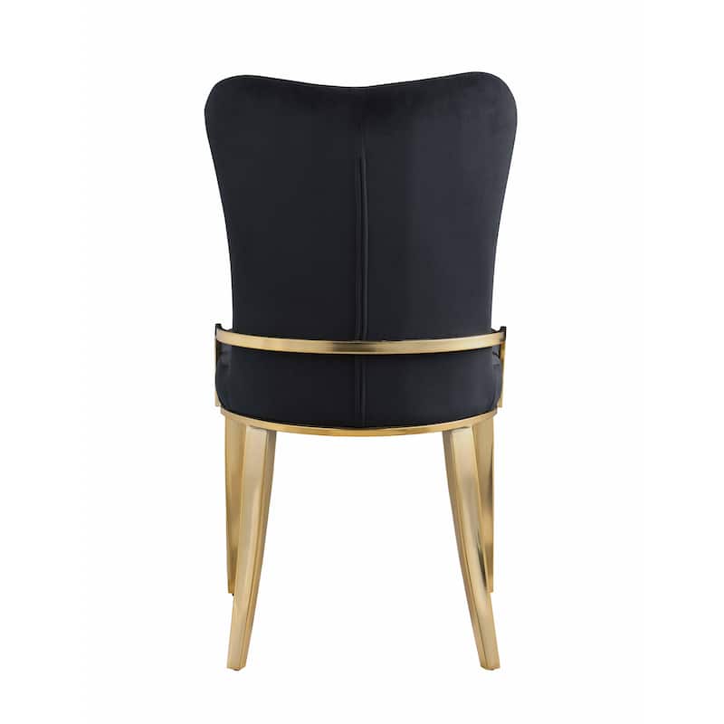 Somette Ridley Black Side Chair with Golden Legs, Set of 2