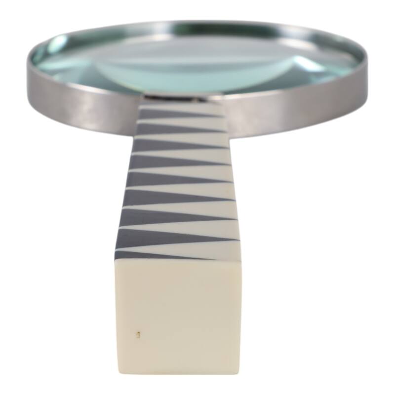 Resin Magnifying Glass Triangular Handle Decorative - 10" White - 4" x 1" x 10"