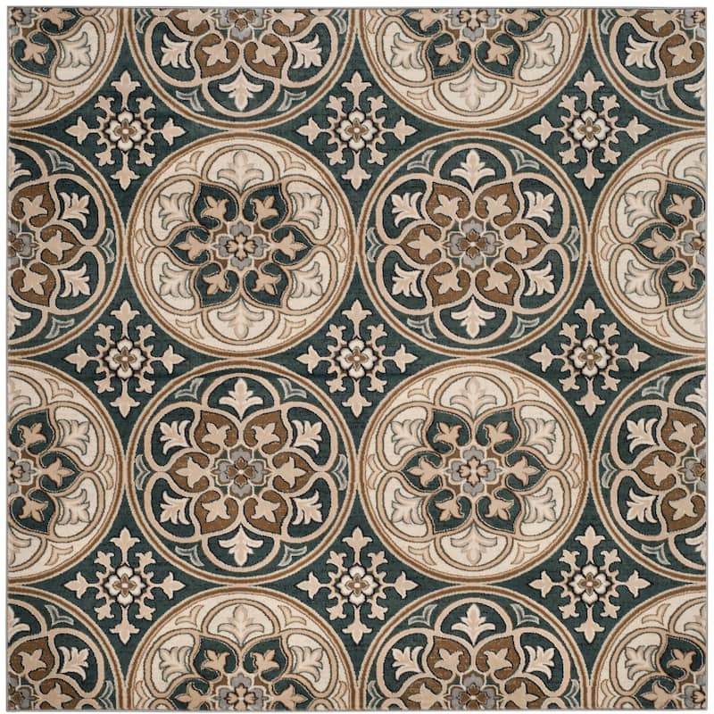 SAFAVIEH Lyndhurst Arora Medallion Rug - 8' Square - Slate Blue/Beige
