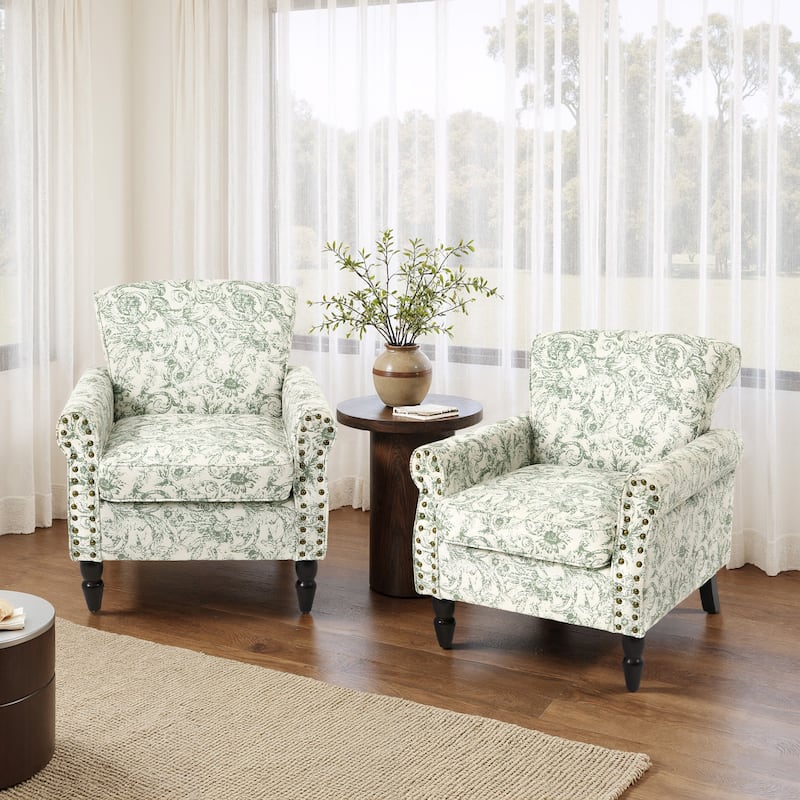 Mid-Century Modern Accent Chairs with Nailhead Trim