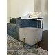 preview thumbnail 2 of 2, Modern Hannah Square Grey Velvet Stool