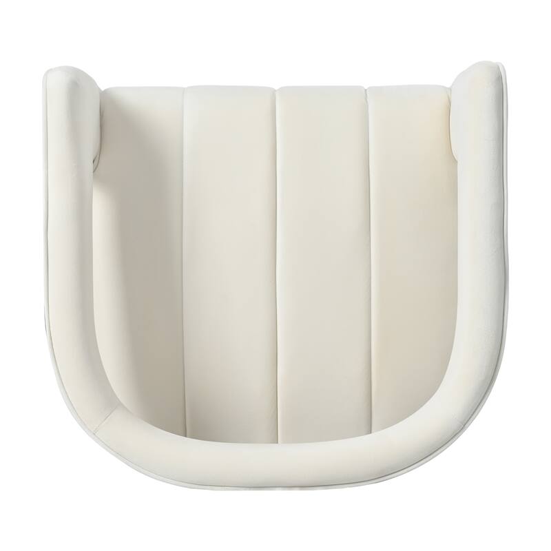 Modern Velvet Accent Chair with Ribbed Detail, Luxury Curved Fully Upholstered Accent Chair