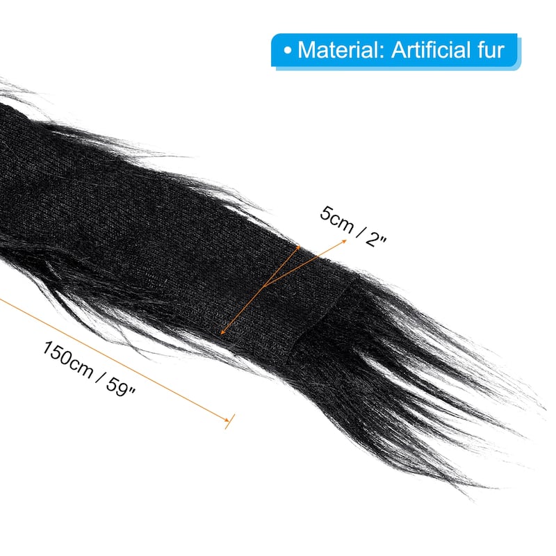 59" x 2" Plush Faux Fur Fabric Precut Strips - Black - 2Pcs