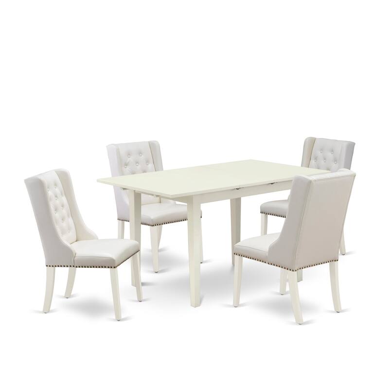 East West Furniture Dining Table Set Contains a Rectangle Dinner Table and Dining Chairs (Pieces And Finish Color Options)