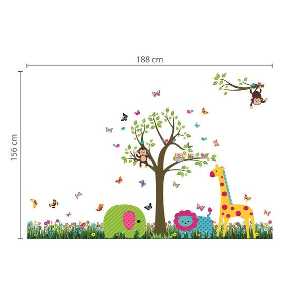 dimension image slide 1 of 3, Walplus Colorful Skirting Animal Tree Kids Wall Sticker Nursery Decor