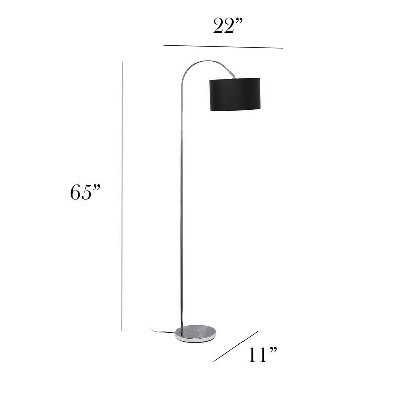 Simple Designs 66" Modern Brushed Nickel Arched Floor Lamp, With LED Bulb Included