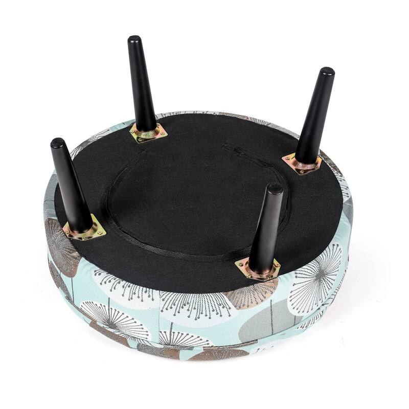 Adeco 23" Ottoman Fabric Round Foot Rest Stool