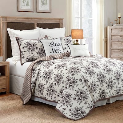 Paseo Road by HiEnd Accents Lyla Floral Toile Reversible Quilt Set, 3PC
