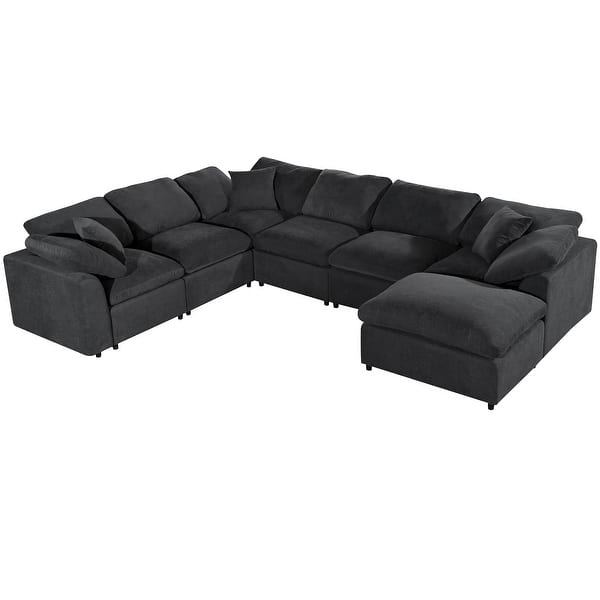 Polyester Fabric Oversized Modular Sectional Sofa with Ottoman Modern L