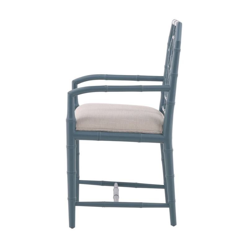 Furniture Classics Light Blue Mahogany Bamboo Style Arm Chair