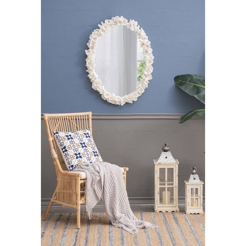 Coral Framed Oval Wall Mirror - 35.5" - White