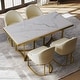 preview thumbnail 52 of 58, Modern Marble Dining Table with White Rectangular Tabletop Gold Stainless Legs, Dining Room Table 62.99" - White