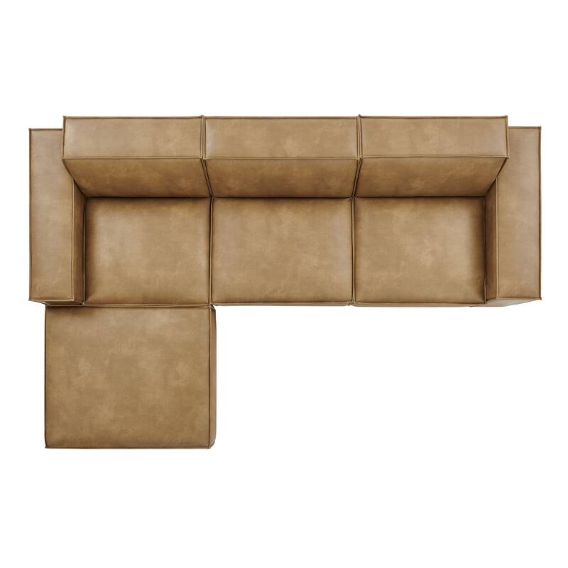 Restore 4-Piece Vegan Leather Modular Sofa Set with Ottoman