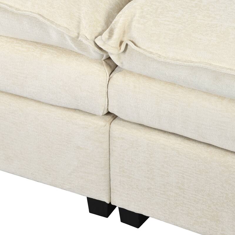 Roomfitters U-Shaped Chenille Sectional Sofa with Adjustable Armrest Pillows, Perfect for Living Rooms, Offices, Spacious Spaces