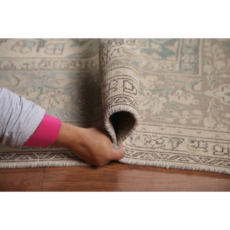 Hand Knotted Oriental 100% Wool Carpet Traditional Floral Beige & Ivories Tabriz Area Rug - 12' 6'' X 9' 10''