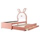 preview thumbnail 9 of 68, LED Rabbit Kids Bed Velvet Upholstered Platform Bed Fairytale Animals Theme Bed with Trundle and 3 Drawers, 12pcs+12pcs Slats