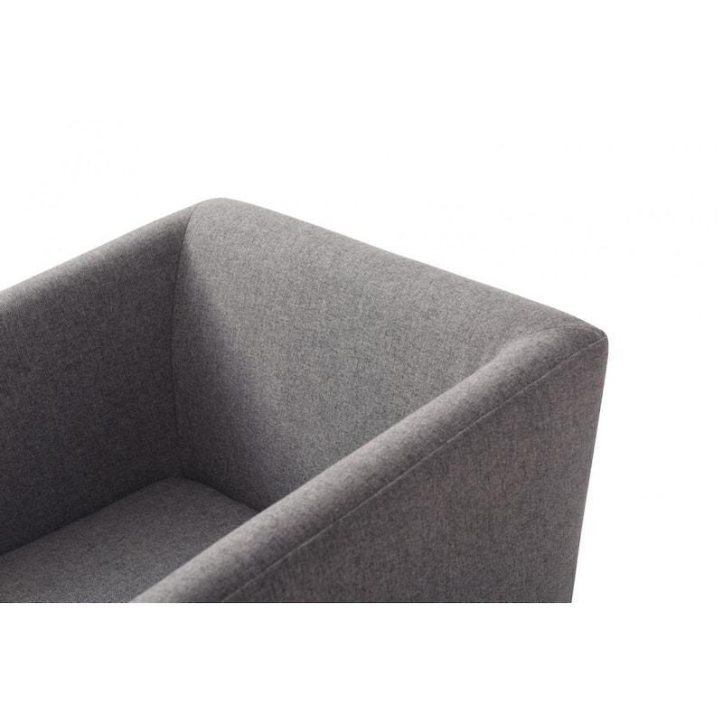 Dark Gray And Brass Upholstered Fabric Dining Arm Chair