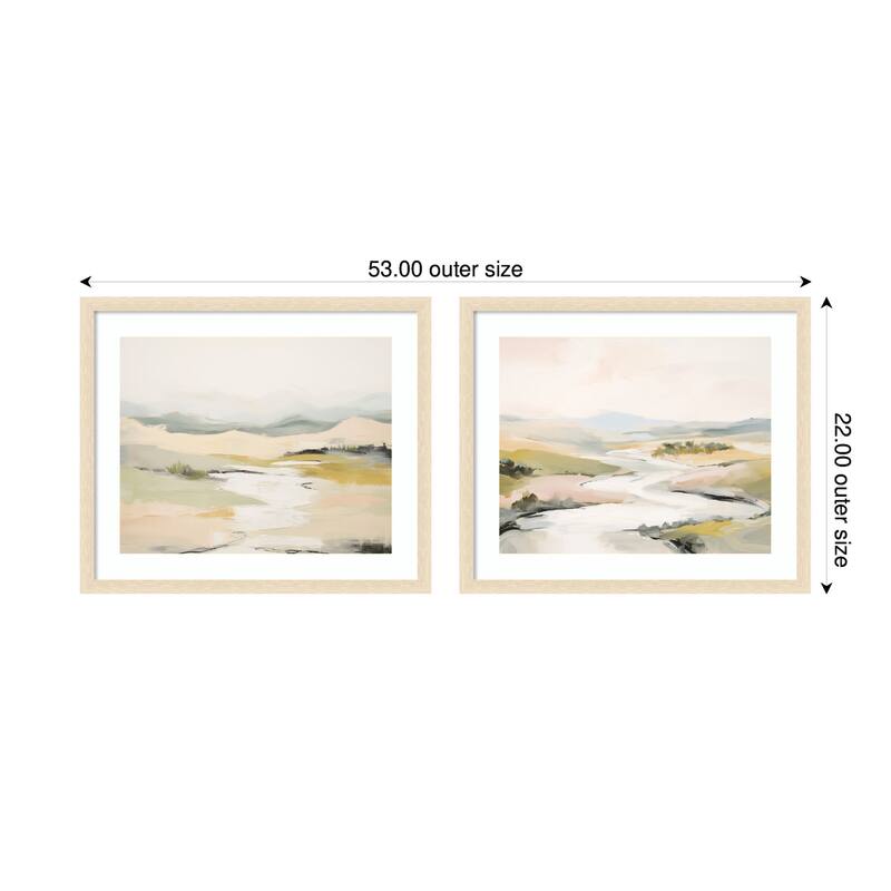 Kate and Laurel Tranquil Landscape No. 1 & No. 2 2 Piece Framed Wall Art Print Set by Amy Lighthall