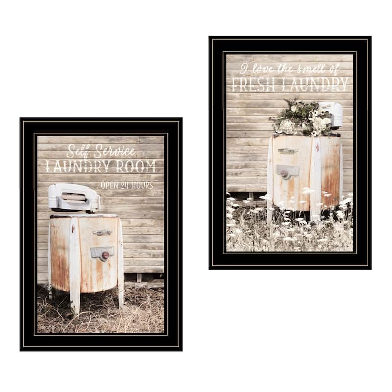 TrendyDecor4U Contemporary "Laundry Room" 2-Piece Vignette by Lori Deiter - Black