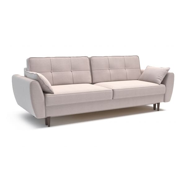 slide 4 of 19, Modern Alisa Sleeper Sofa, Flared Arm Couch Sofa for Room Decor, Solid Pine Wood Made Comfortable Sofa Bed Furniture Beige