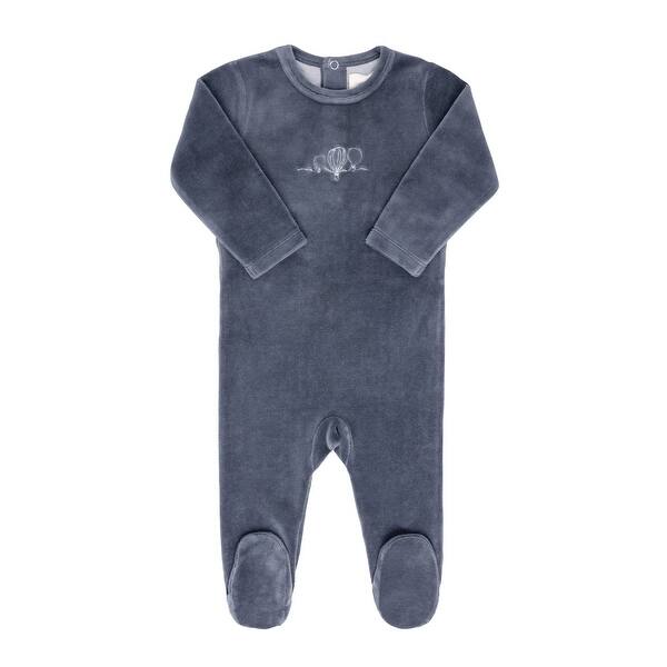 slide 2 of 2, Ely's & Co. Velour Embroidered Hot Air Balloon Footie Collection Blue - 1 Months