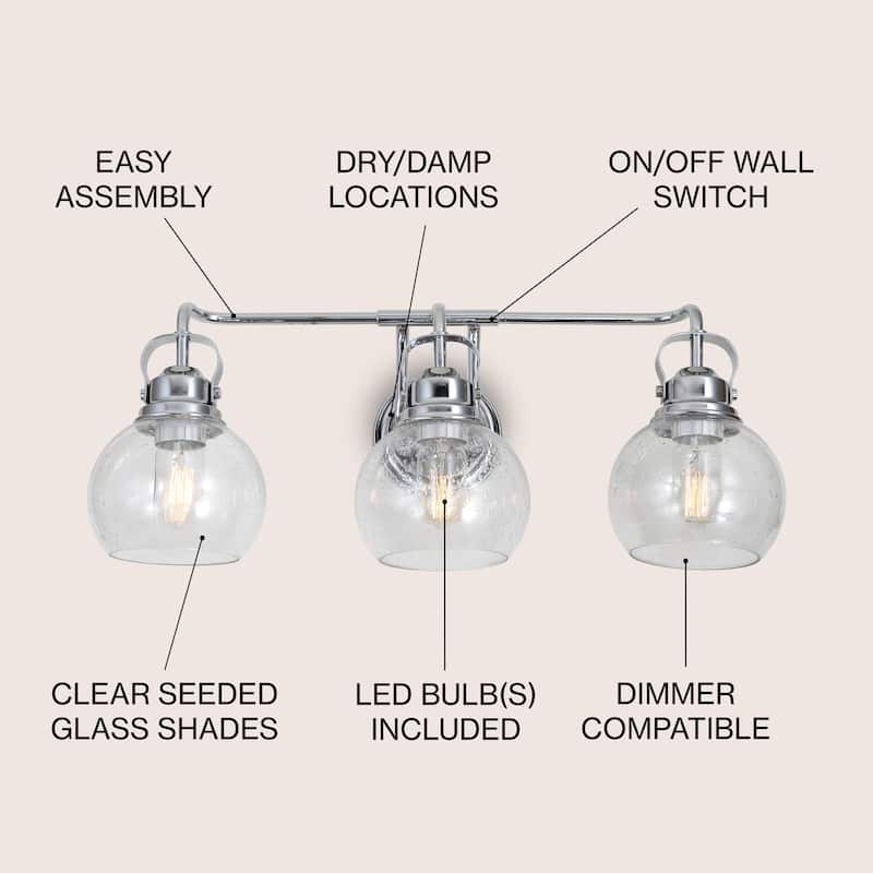 Bolha Metal/ Bubbled Glass Vanity Light, Chrome by JONATHAN Y