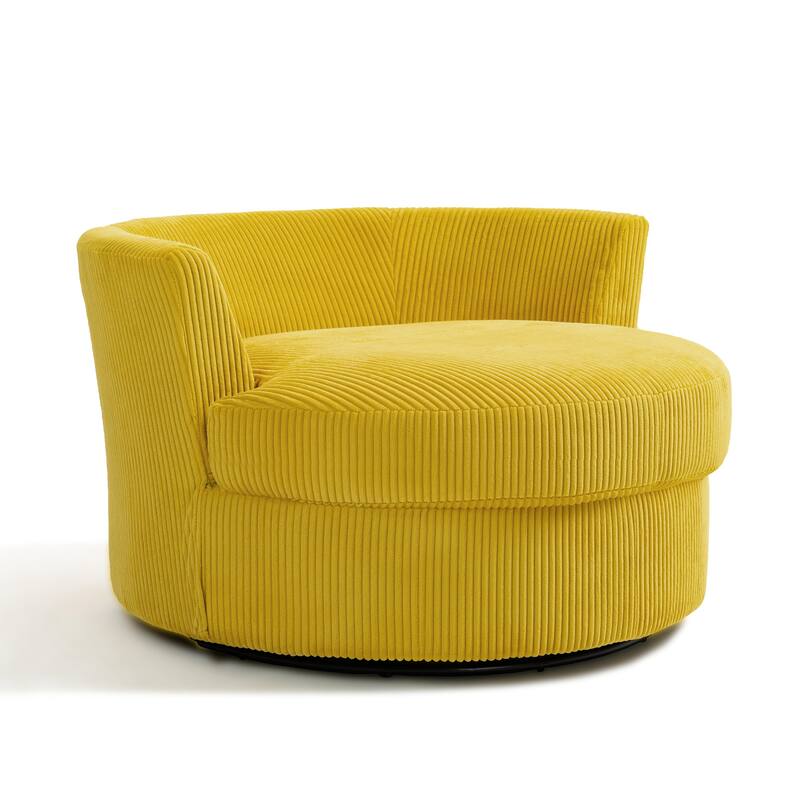 41" W Oversized Accent Barrel Swivel Chair with Moon Storage Ottoman