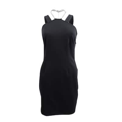 MICHAEL Michael Kors Women's Chain Necklace Mini Dress (L, Black)