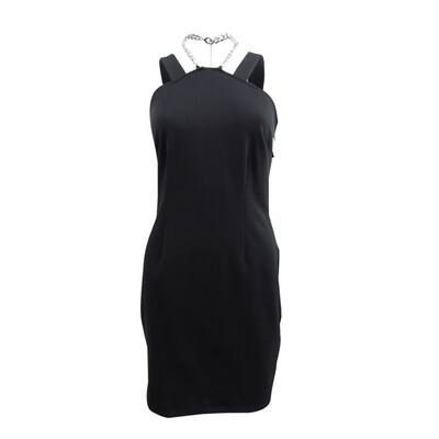 MICHAEL Michael Kors Women's Chain Necklace Mini Dress (L, Black)