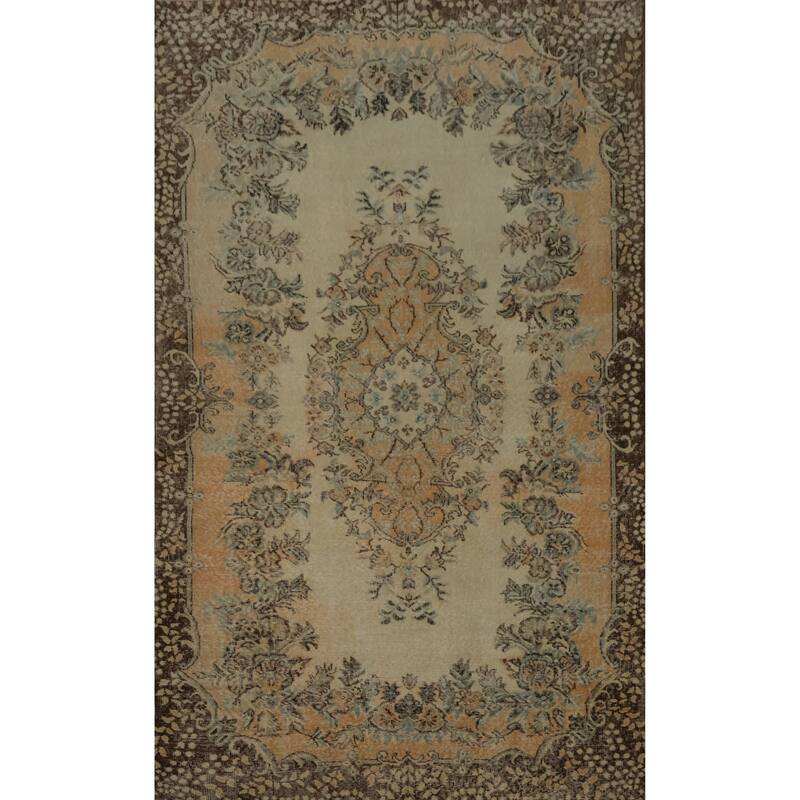 Hand Knotted Oriental 100% Wool Carpet Transitional Floral Beige & Ivories Anatolian Area Rug - 9' 3'' X 5' 8''