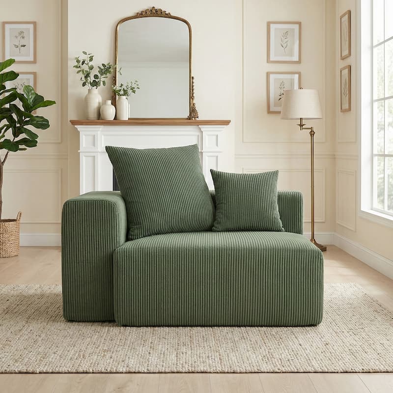 51"W Oversized Modular No Assembly Corduroy Accent Corner Chair