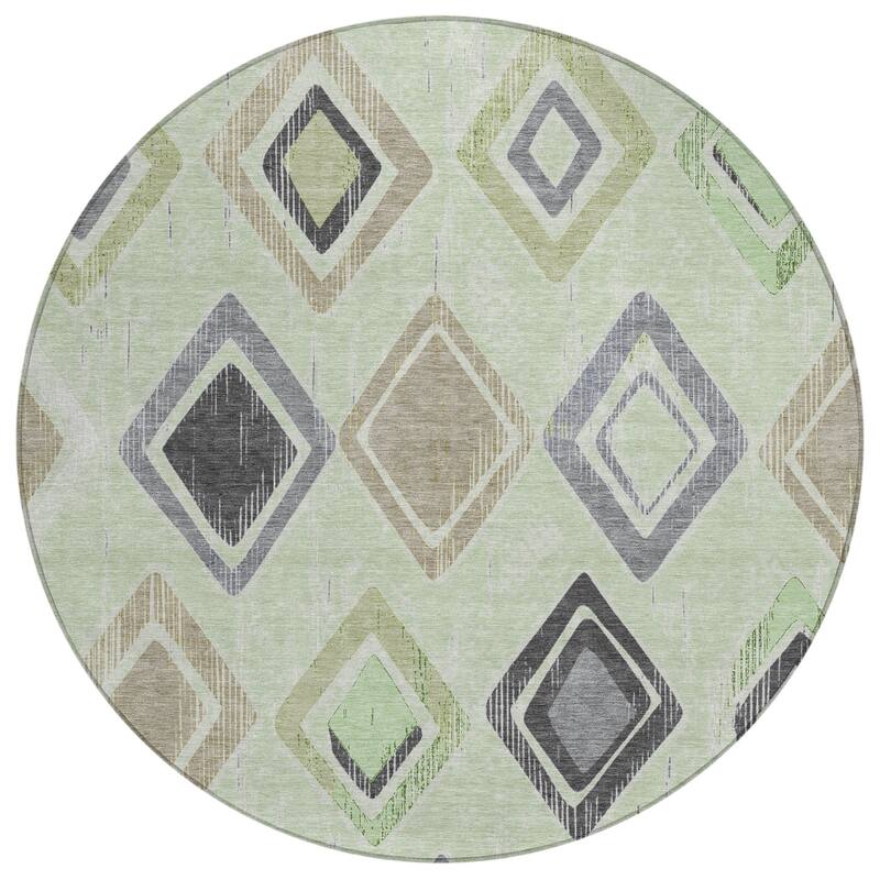 Machine Washable Indoor/Outdoor Diamond Contemporary Chantille Rug