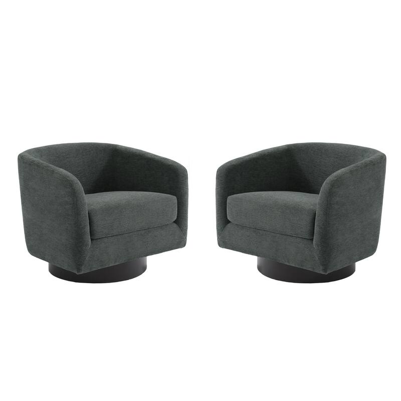 Modern Round Swivel Accent Chair Set of 2 Barrel Chair for Living Room