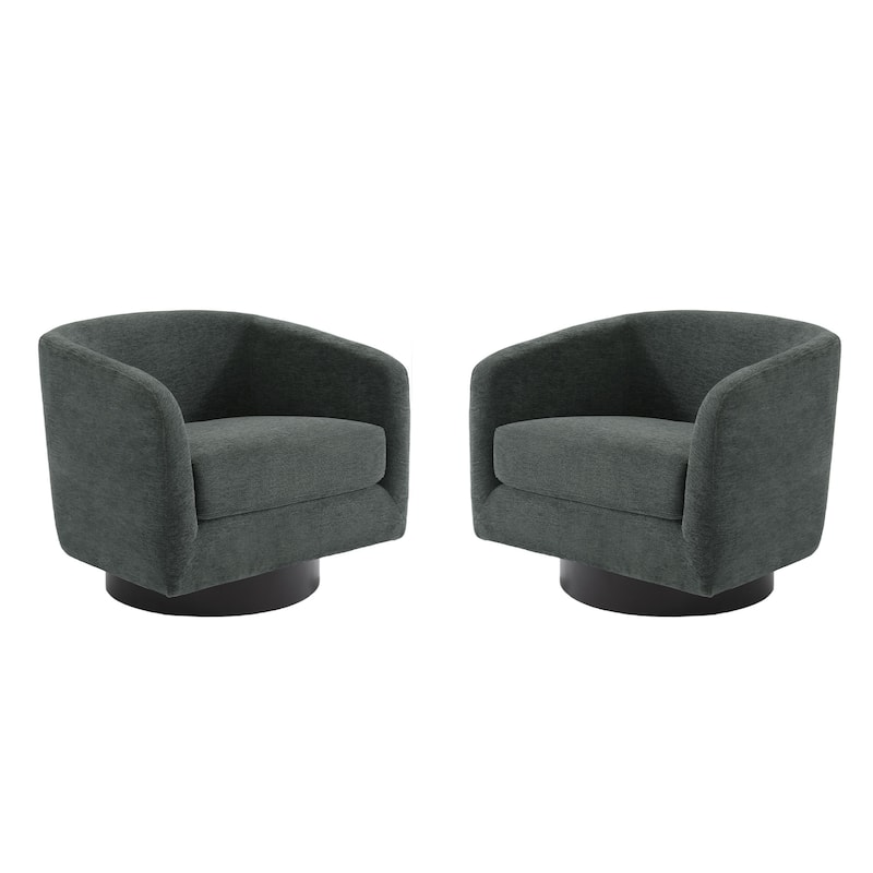 Modern Upholstered Swivel Barrel Club Arm Accent Chair for Living Room