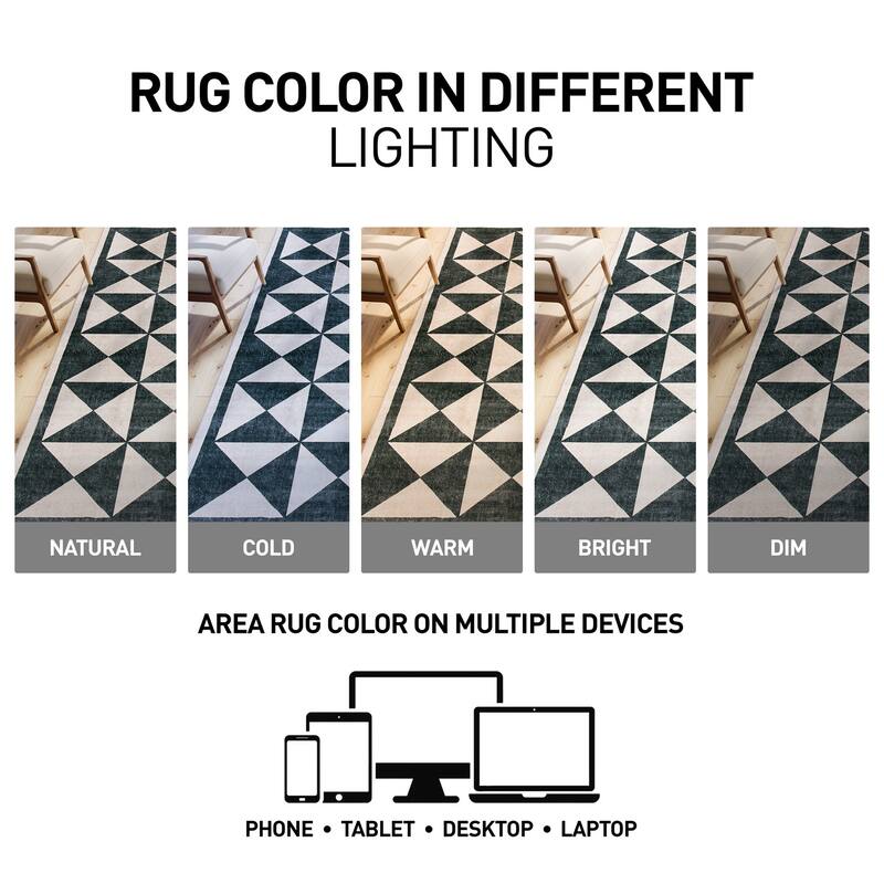 World Rug Gallery Geometric Diamond Washable Non-Slip Area Rug