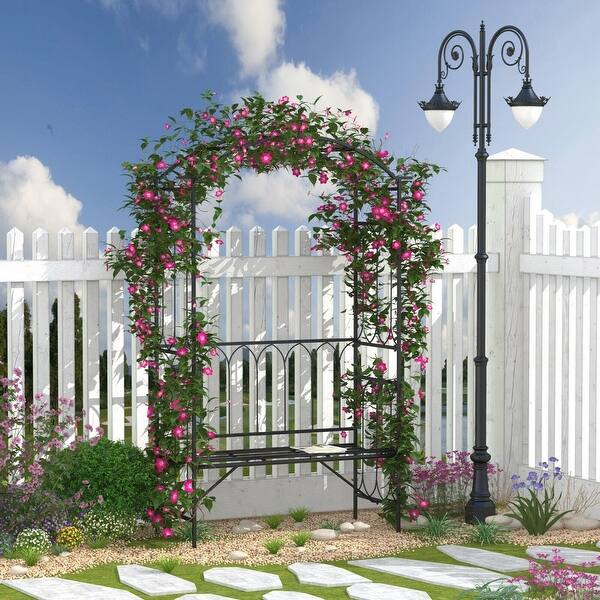Outsunny Metal Trellis Arbor Arch for Climbing Plants - Bed Bath ...