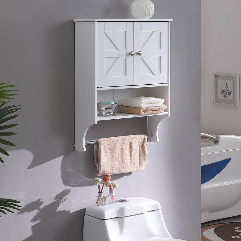 Over The Toilet Storage Cabinet, Farmhouse Medicine Cabinet with 2 Door and Adjustable Shelves, for Bathroom, Living Room