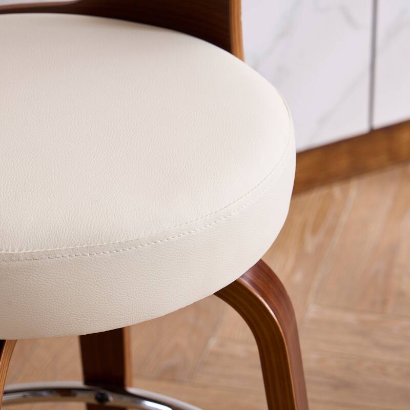 FERPIT 26"/30" Faux Leather Swivel Counter Bar Stools with Bentwood Legs (Set of 2)