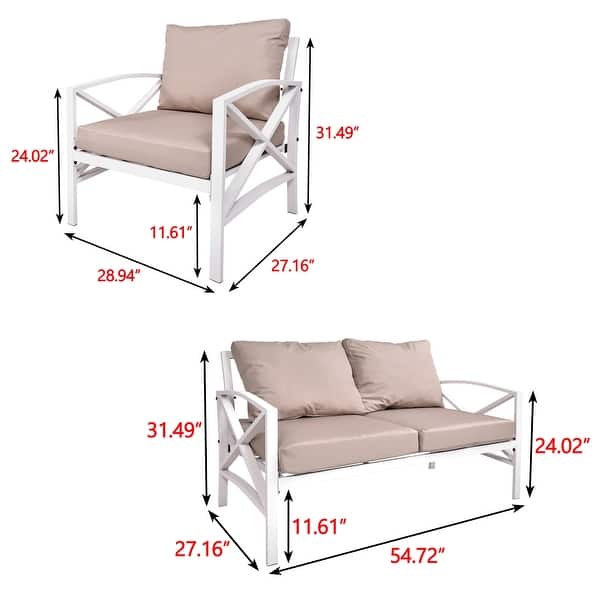 Patio Furniture Metal Arm Chair, 3 Piece Garden Outdoor Contemporary
