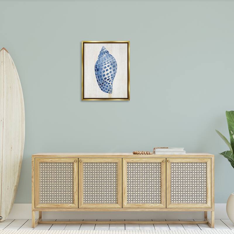 Stupell Spotted Blue Cowrie Shell Framed Floater Canvas Wall Art Design By Susan Arnot