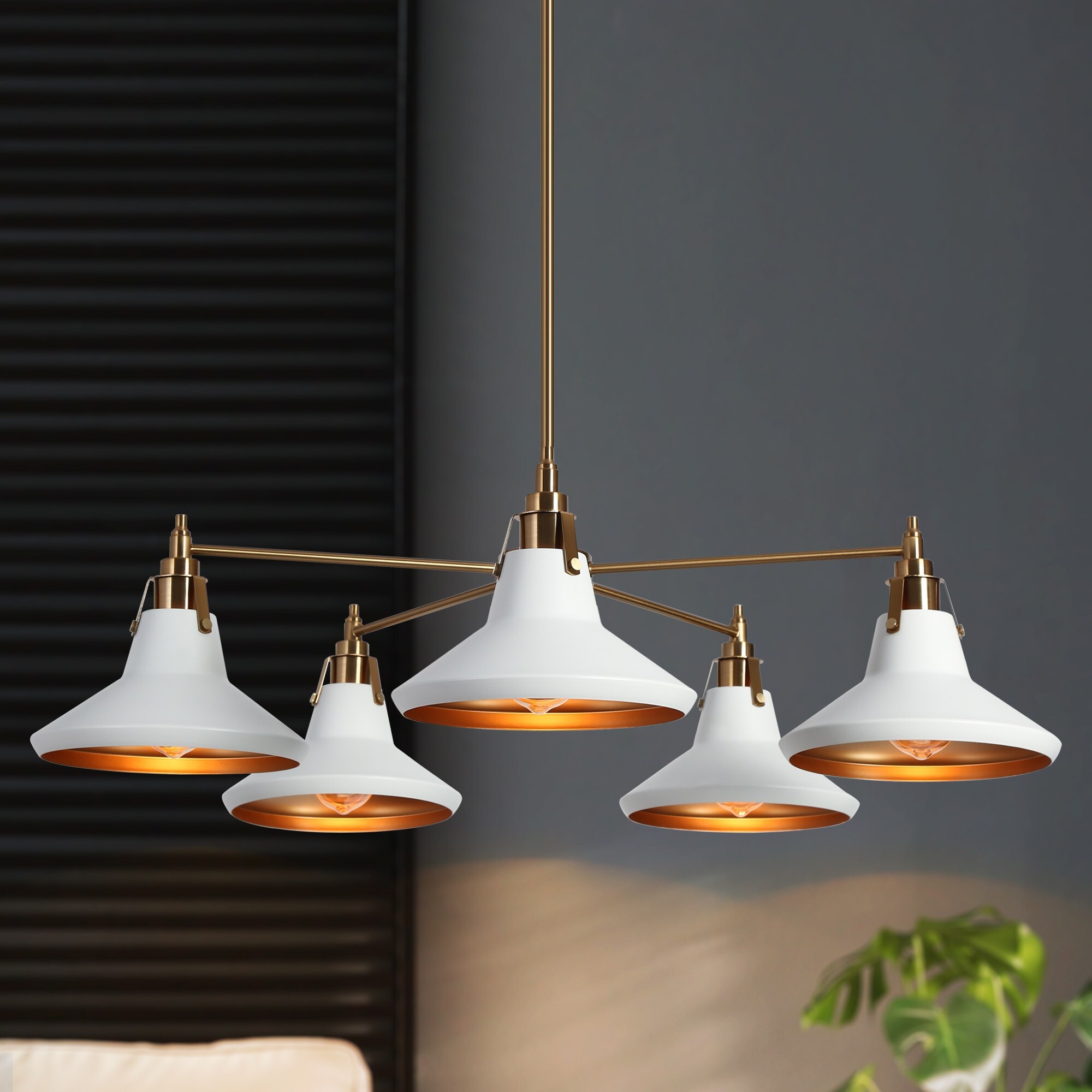 Modern 15.75" Black Drum Chandelier – 4-Light Farmhouse Pendant With White Linen Shade, Adjustable Chain For Dining Room, Kitchen, Foyer (E12 Bulbs Required)