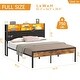 preview thumbnail 17 of 20, VECELO PU Leather Smart Bed Frame with RGB LED Lights and Bookcase Storage USB Outlet Charging Headboard No Box Spring