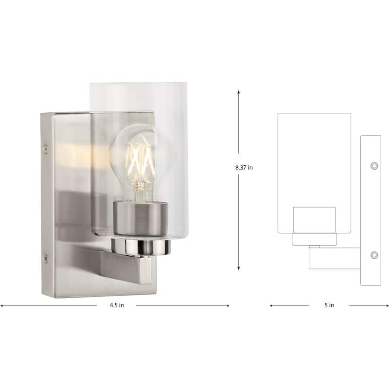 Goodwin Collection One-Light Brushed Nickel Modern Vanity Light with Clear Glass - Small