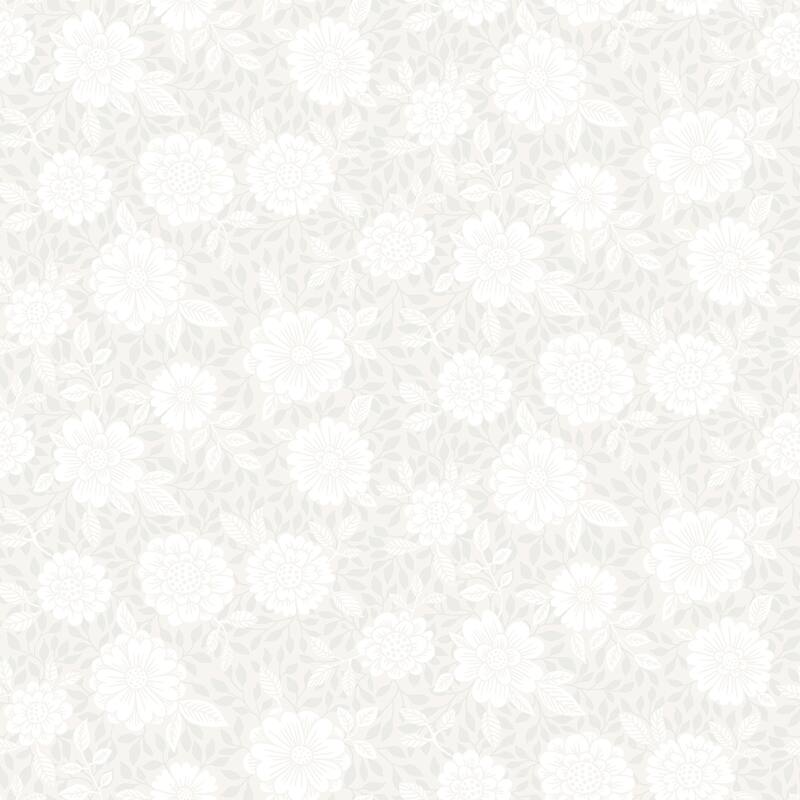 A-Street Prints Lizette Light Grey Charming Floral Wallpaper