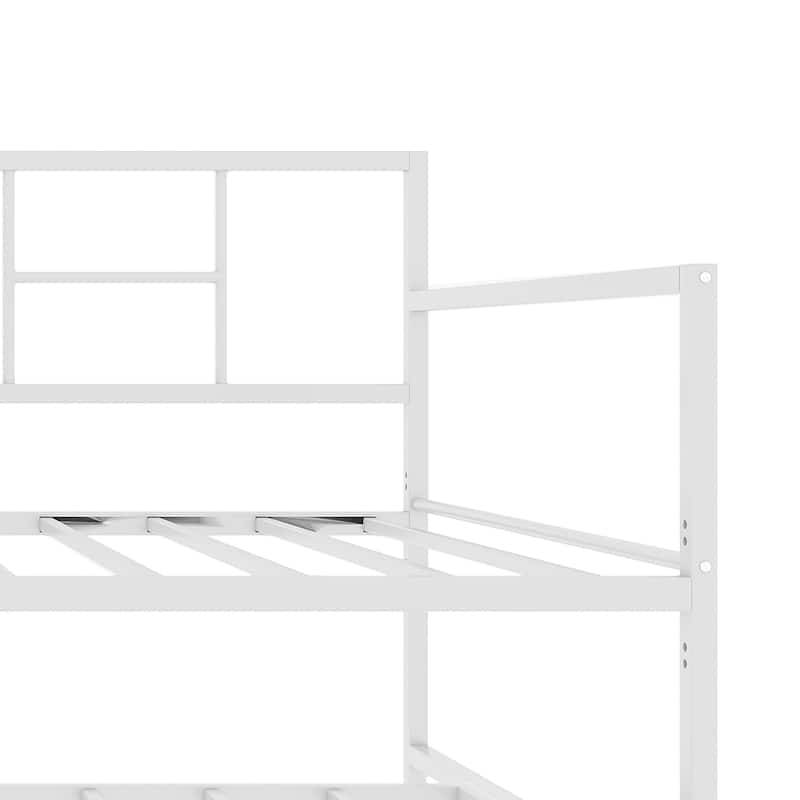 Twin White/Black Pull-out Metal Bed