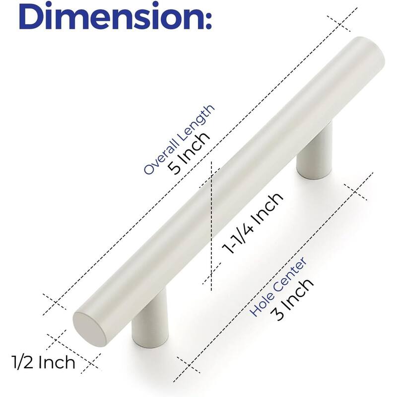 30-Pack Cabinet Pulls - 5" Handles, 3" Hole Center for Kitchen Drawers