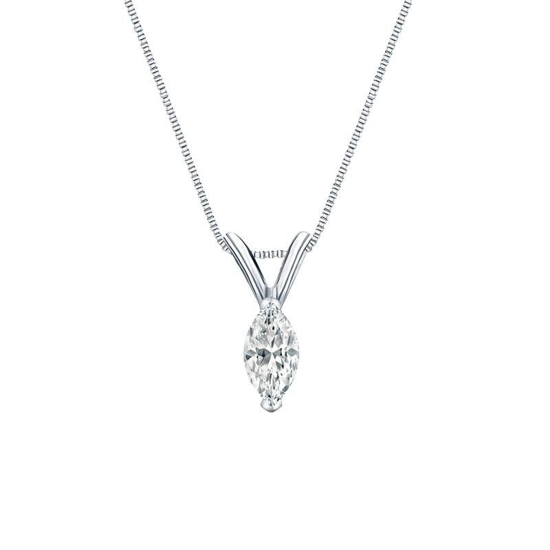 Auriya Platinum 0.25ctw Marquise Solitaire Lab Grown Diamond Necklace V-End Prong (H-I VS) - 0.25 - White - White - 18 Inch - 0.25