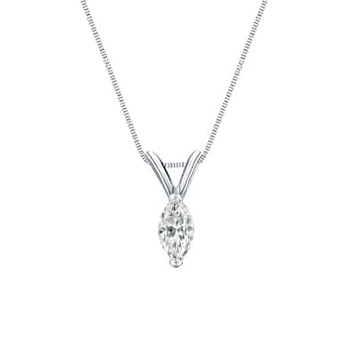 Auriya Platinum 0.25ctw Marquise Solitaire Lab Grown Diamond Necklace V-End Prong (H-I VS) - 0.25