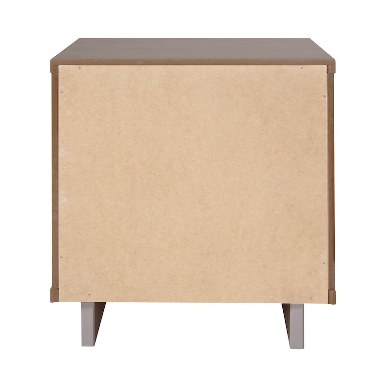 Manhattan Comfort Granville Mid Century Solid Wood 1 Drawer Nightstand Set of 2